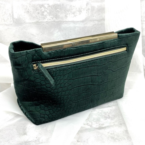 NEW  Stella & Dot  Green Velour Clutch/Shoulder/Cross Body Purse  11” x 6” x 4” - Picture 4 of 16